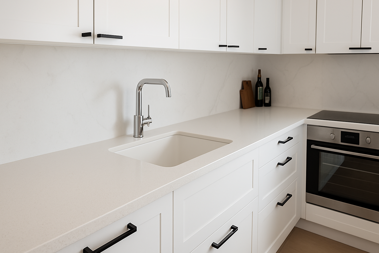 Çimstone beyaz mutfak tezgahı